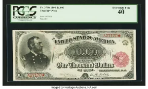 1890 $1,000 Treasury Notes Values - Serial Worth